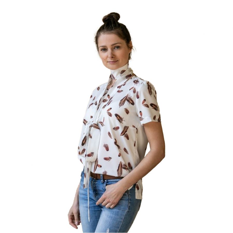 Taurus White Bird women's blouse with scarf 1/2