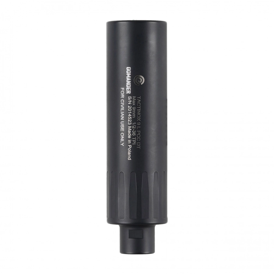 Tłumik do broni Gomander Tactinox 9 L PCC DT 1/2x36 TPI 49 mm nienasuwany stal czarny 1/6