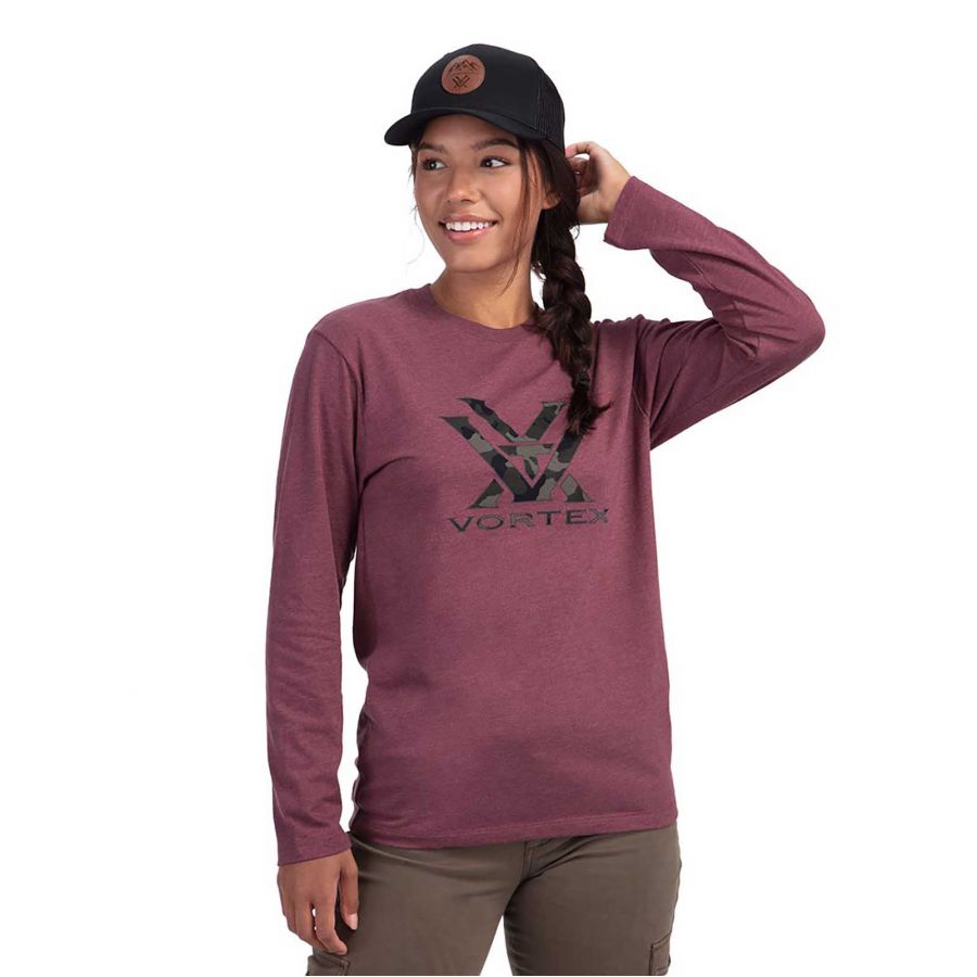 Vortex Camo Core Logo LS women's t-shirt burgundy 3/4