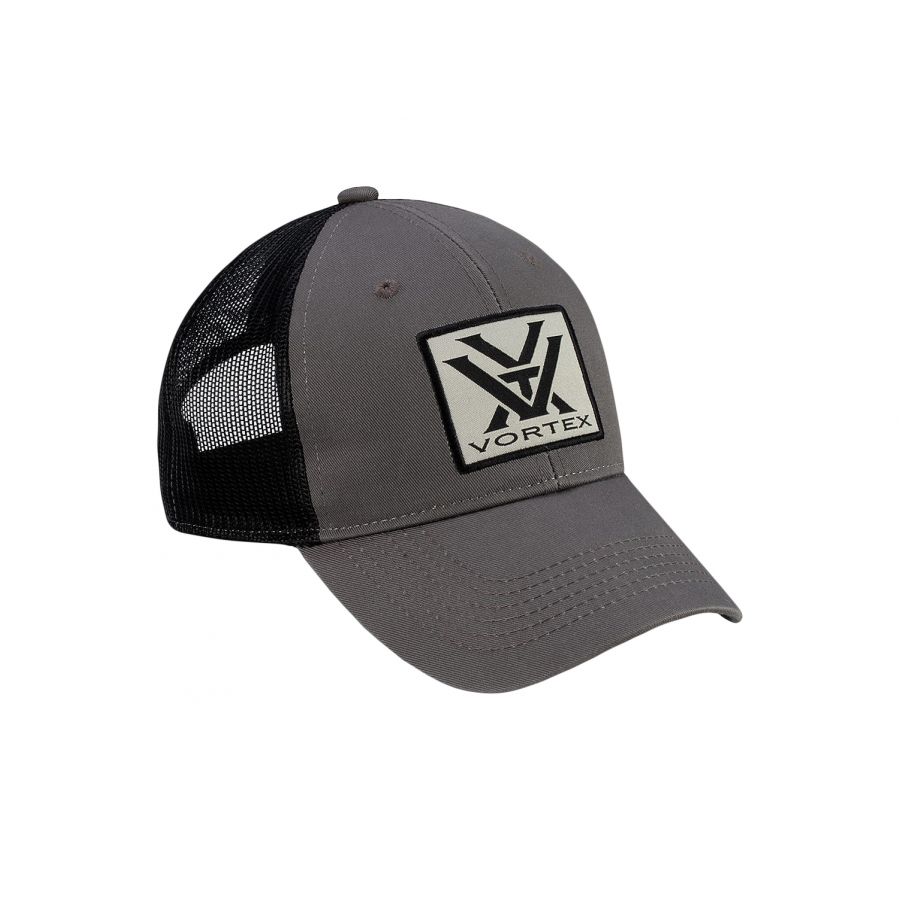 Vortex Patch Logo unisex cap in graphite. 1/3