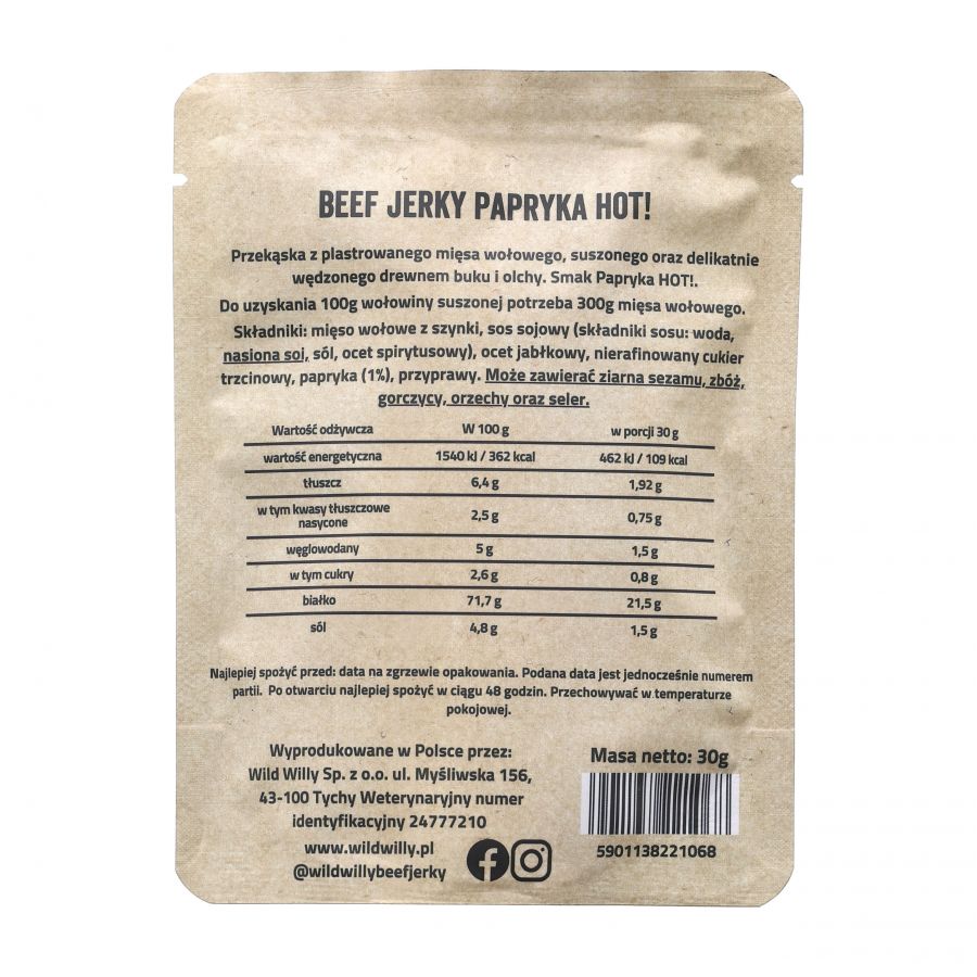 Wild Willy dried beef hot bell pepper 30 g 2/2