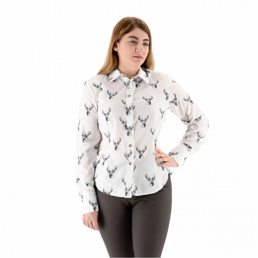 Women's Troydeer silk bull white shirt 1/4