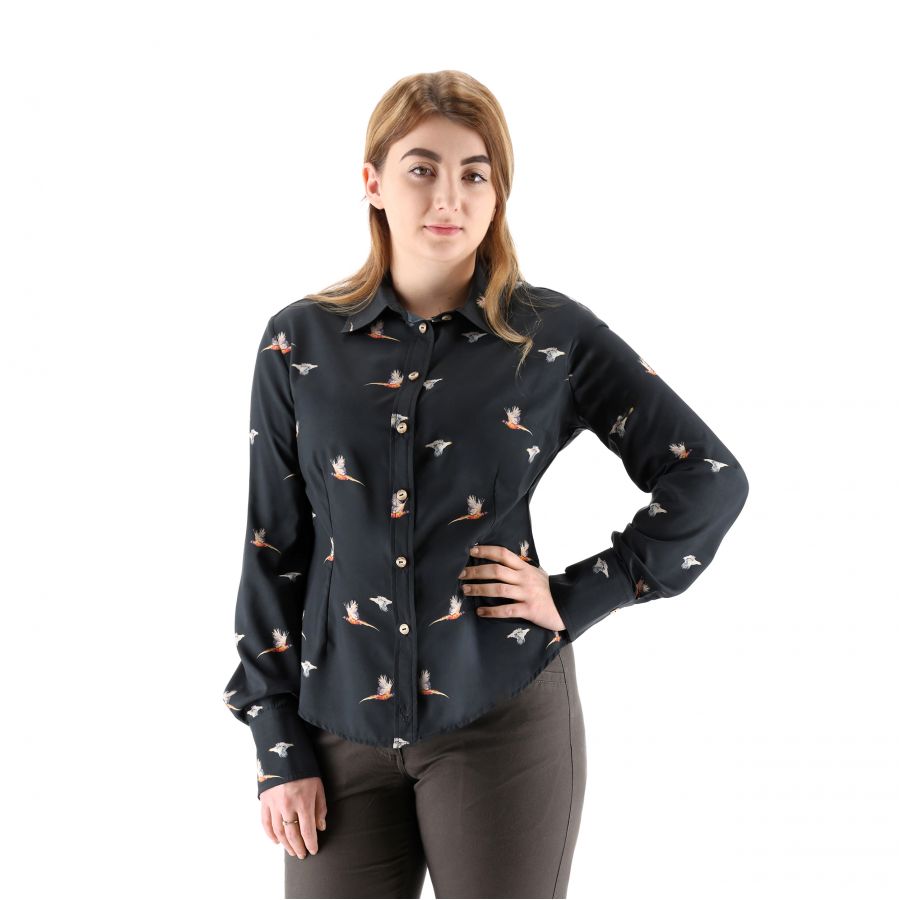 Women's Troydeer silk shirt pheasant black 1/4