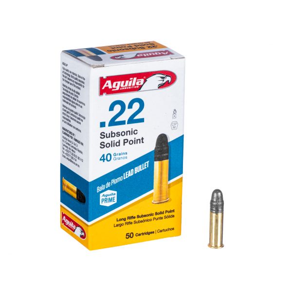 Aguila .22 LR Subsonic Solid 2.59g/40gr ammunition