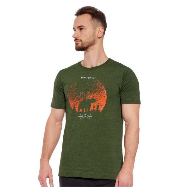 Brubeck OUTDOOR WOOL PRO dark green t-shirt