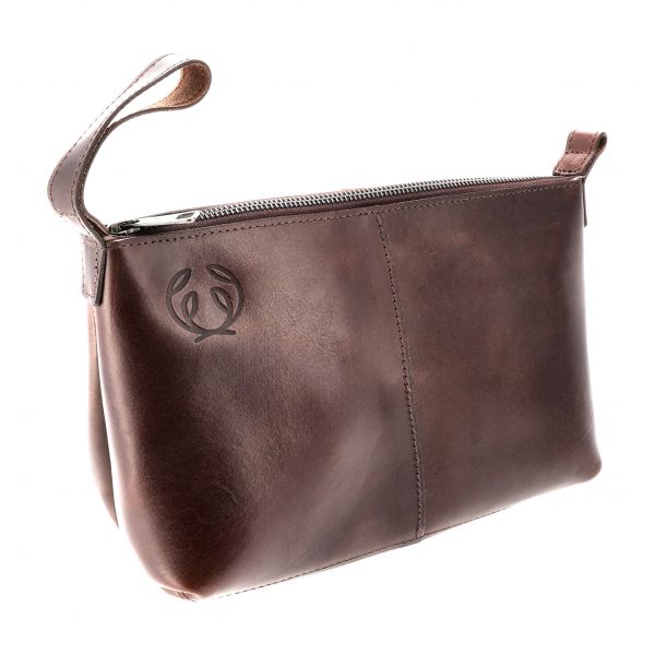 Chevalier Leather Brown Cosmetic Bag