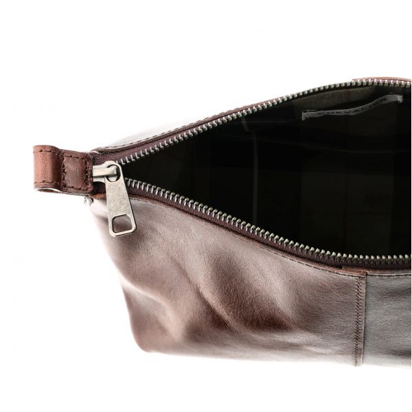 Chevalier Leather Brown Cosmetic Bag