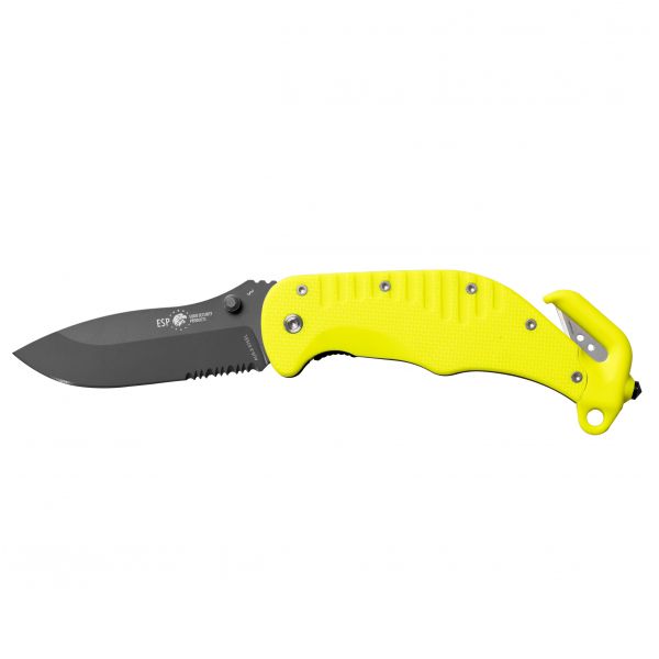 ESP rescue knife with half serrated blade yellow