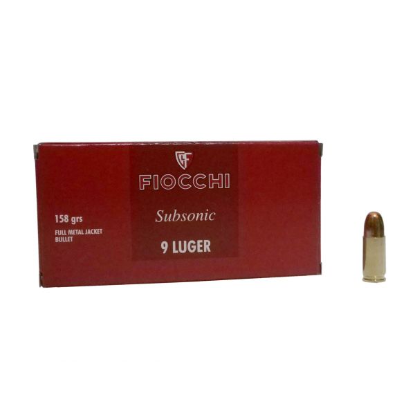 Fiocchi 9 mm Luger ammunition 10.24 g/158 gr SUB FMJ
