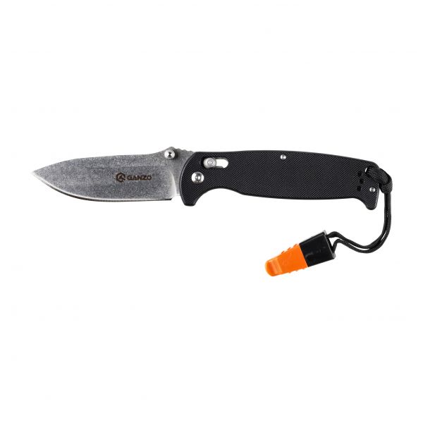 Ganzo G7412-BK-WS folding knife with whistle