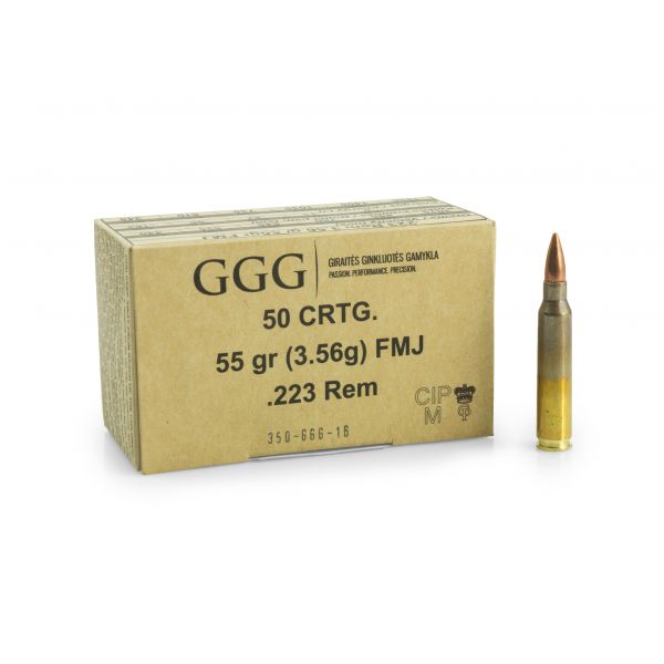 GGG cal .223 Rem 55 gr/3.56 g FMJ ammunition