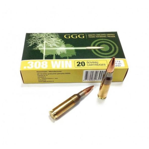 GGG cal .308 Win 175 gr Nosler HPBT ammunition