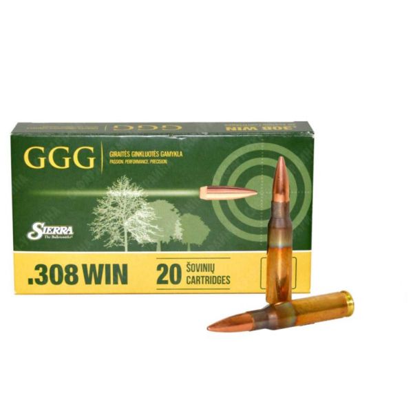 GGG cal .308 Win 190 gr Sierra HPBT ammunition