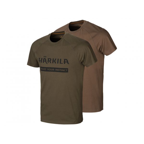 Härkila logo t-shirt two-pack dark green and brown