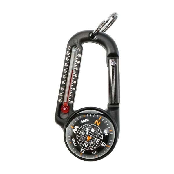 Keychain, Sun Co. carabiner with thermometer and compass