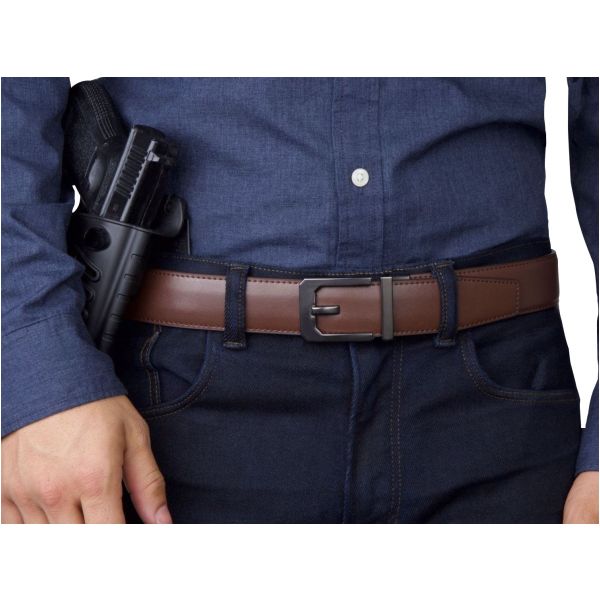 KORE Essentials X3 leather brown trouser belt