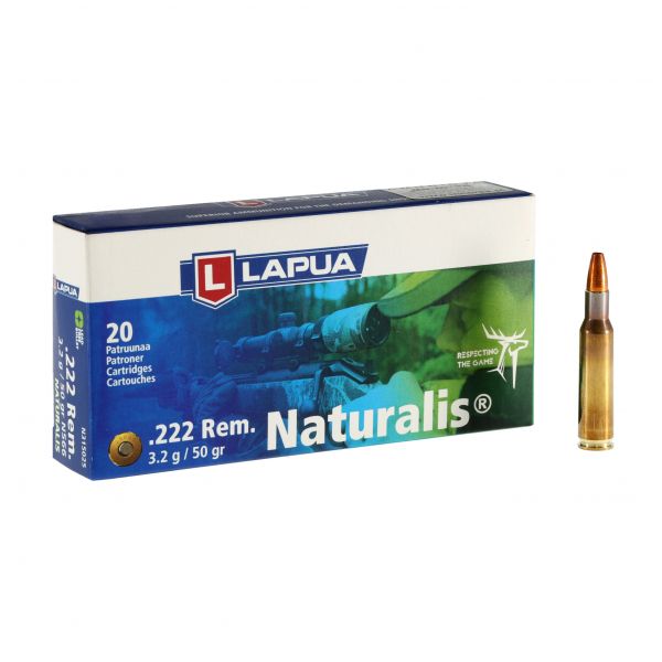 LAPUA .222 Rem ammunition. 3.2g/50gr Naturalis
