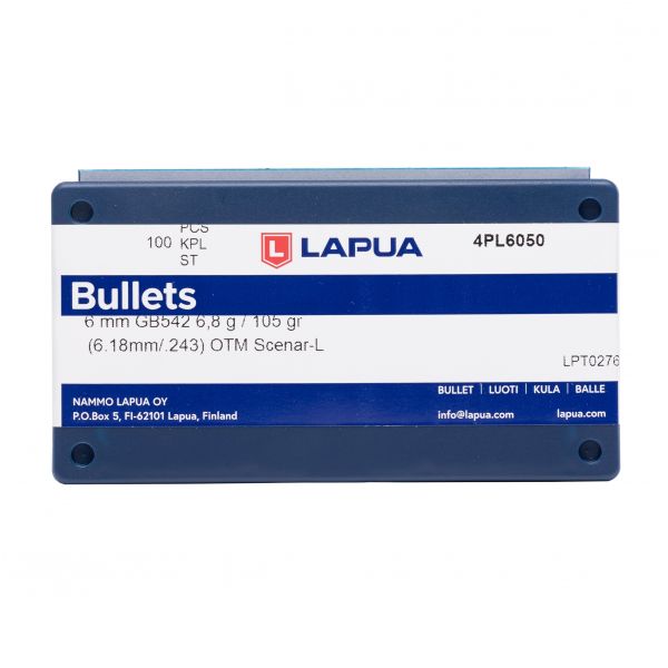 LAPUA Scenar L 6/.243 6.8g/105gr 100pcs bullet.