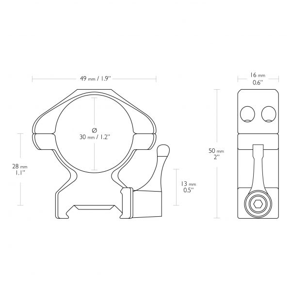 Montaż lunety Hawke Precision Steel wysoki 30 mm Weaver z dźwignią