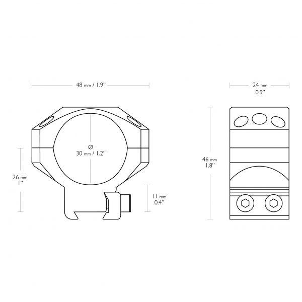 Montaż lunety Hawke Tactical średni 30 mm Dovetail na szynę 11 mm