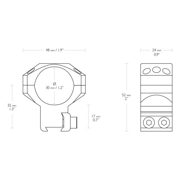 Montaż lunety Hawke Tactical wysoki 30 mm Dovetail na szynę 11 mm