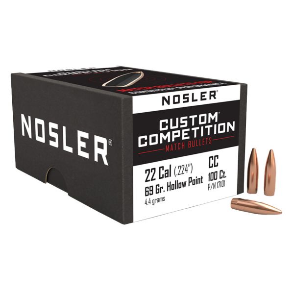 NOSLER HPBT CC .22 (.224) 69gr 100pcs bullet.