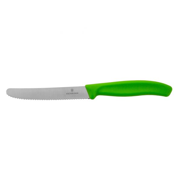 1 x Nóż do pomidorów Victorinox 6.7836.L114 ząbkowany, zielony, zaokrąglona końcówka