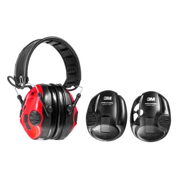 Ochronniki słuchu aktywne 3M Peltor SportTac czarno-czerwone