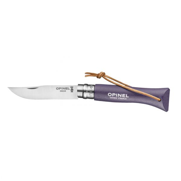 Opinel Colorama 06 inox purple knife with thong