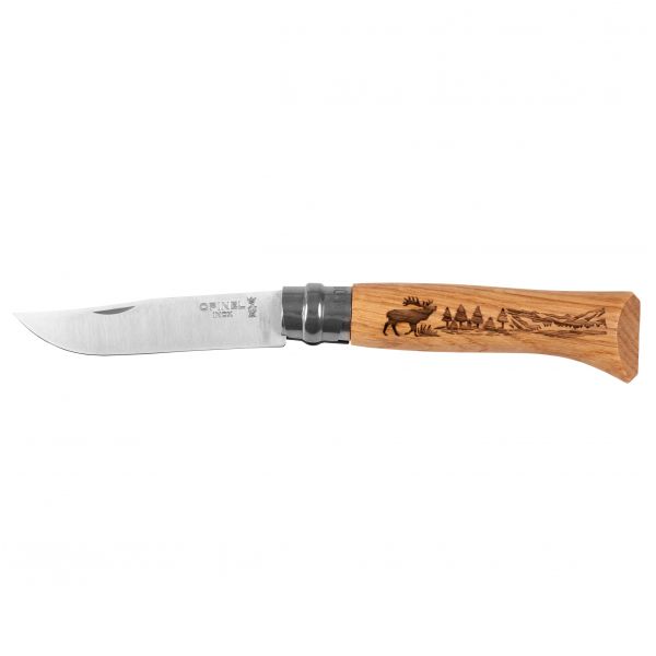 Opinel knife 8 inox oak Animal series - deer