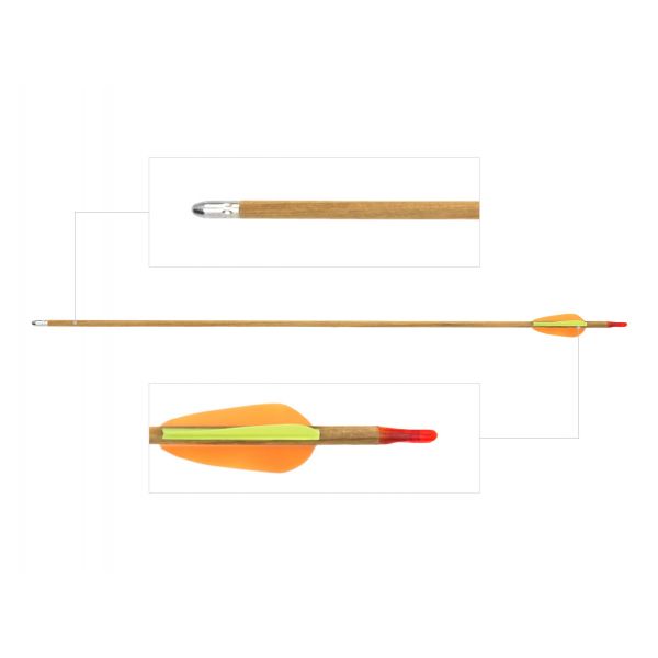 Poe Lang wooden arrow 27" smooth target arrowhead