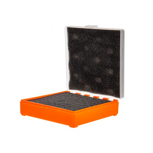Pudełko Megaline 11x11x3,5 pomarańczowo-przezroczyste gąbka 1 szczęka rekina