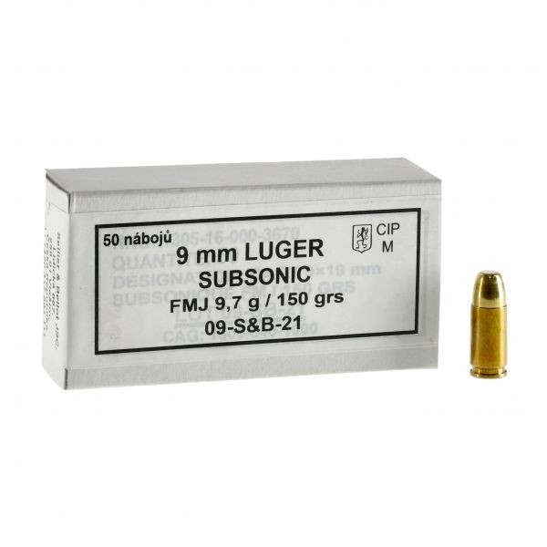 Sellier&amp;Bellot 9mm Luger 9.7g FMJ SUBSONI ammunition