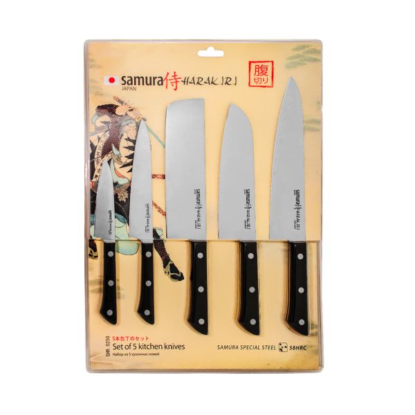 Set of 5 Samura Harakiri kitchen knives